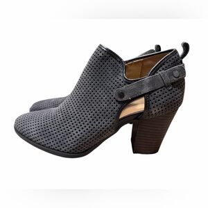 Franco Sarto Perforated Dark Grey Ankle Booties